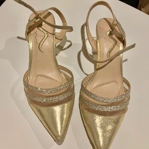 Gold iridescent strappy sandals